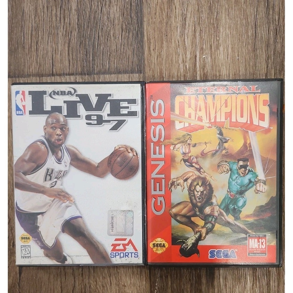 SEGA Genesis Lot of 2 Eternal Champions  Complete NBA Live 97 Basketball